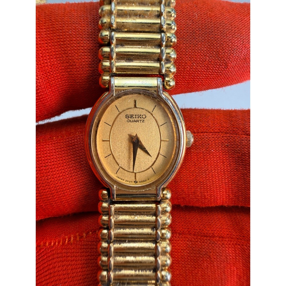 VTG Seiko Watch Women 20mm Gold Dial Gold Tone Round 1N01-0E19 No Battery